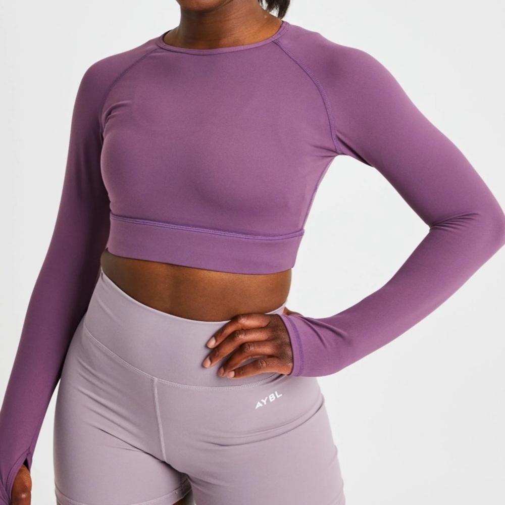 AYBL Purple Cropped Long Sleeve Active Top Women's Size S